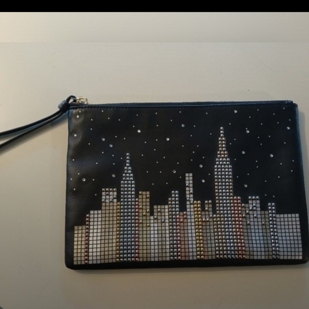 Kate Spade Glitzy Ritzy Skyline Willa Pouch Clutch Black Excellent Condition - Picture 2 of 9